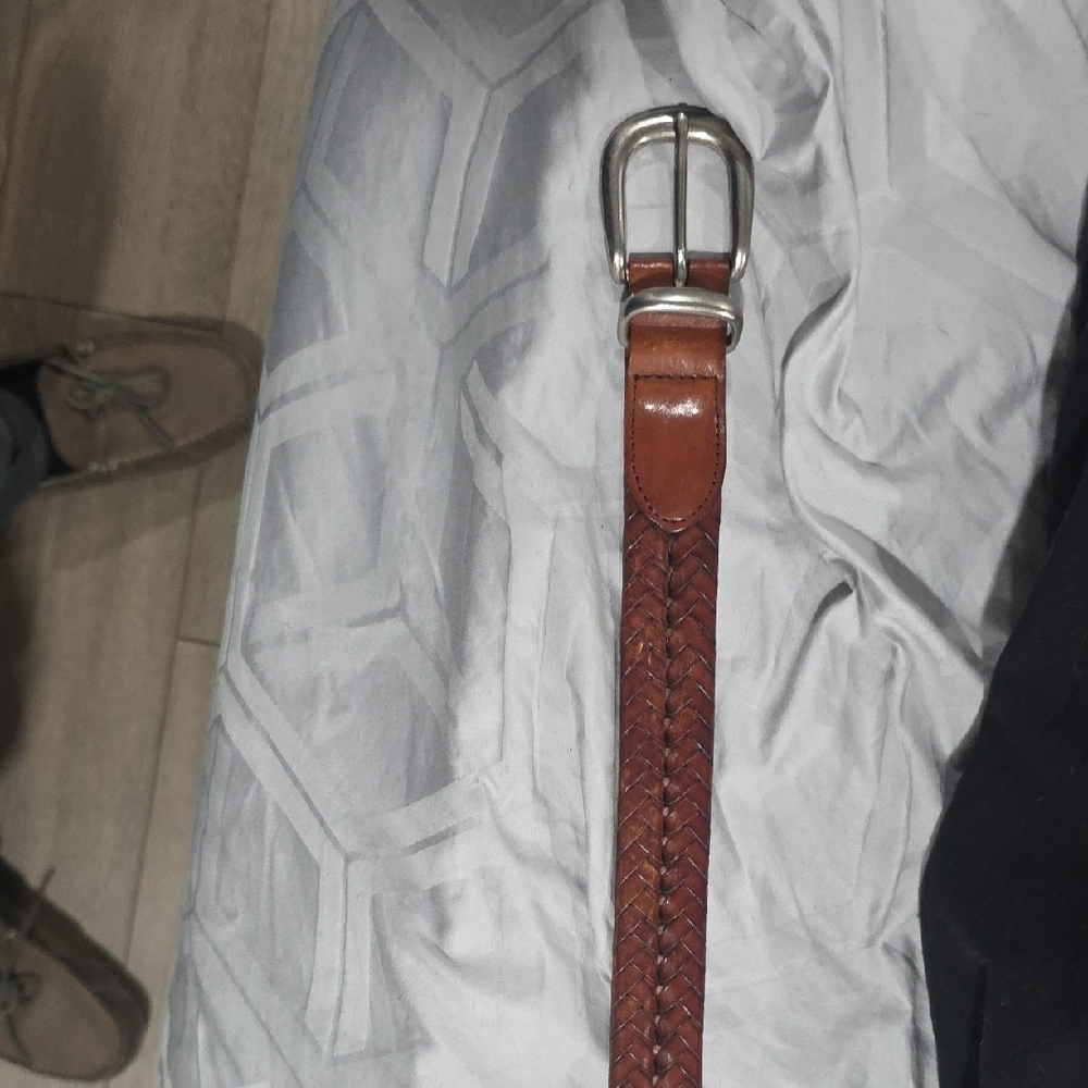 Coach Braided Leather Belt - Brown and Silver